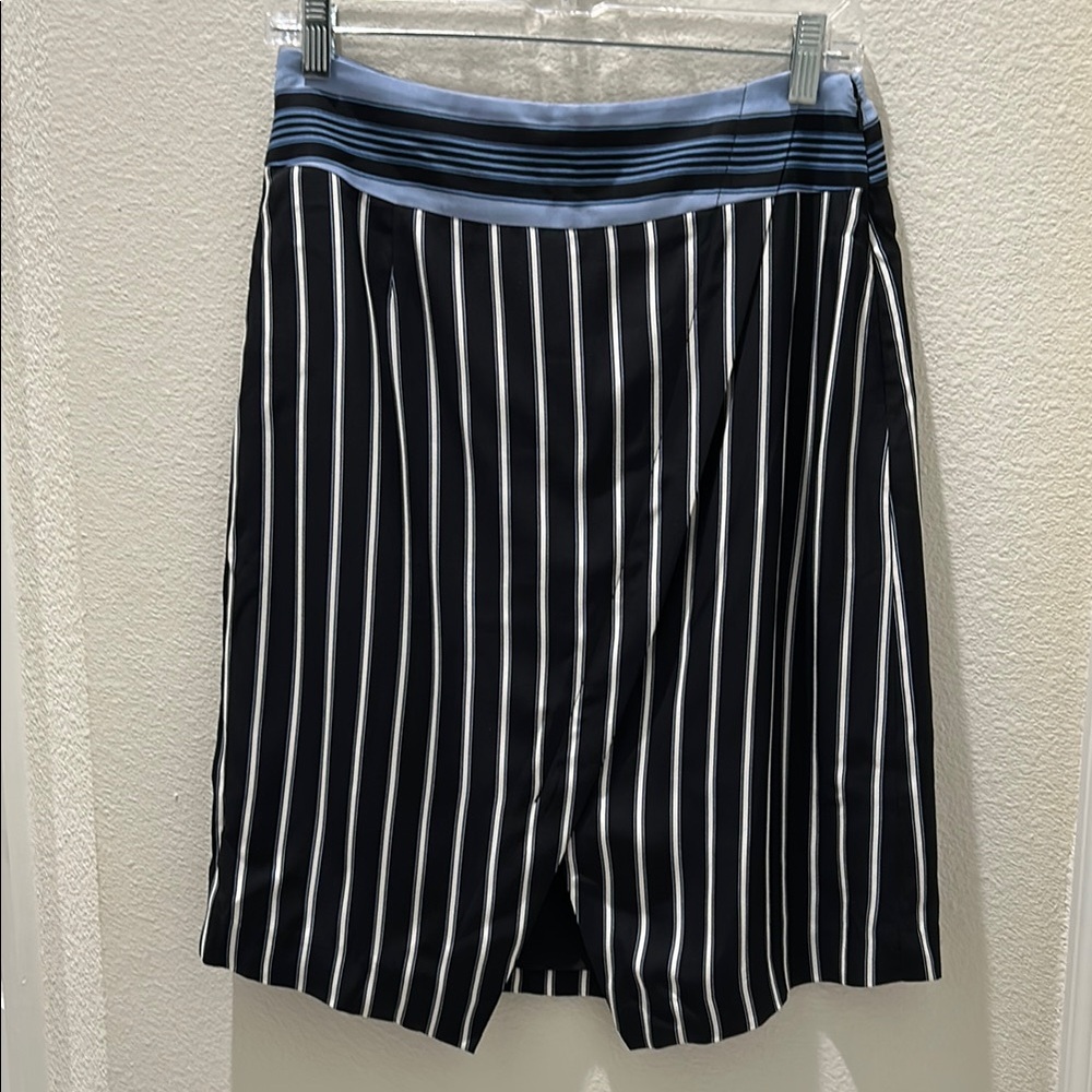 LOFT Chic Striped Skirt with Blue Waistband